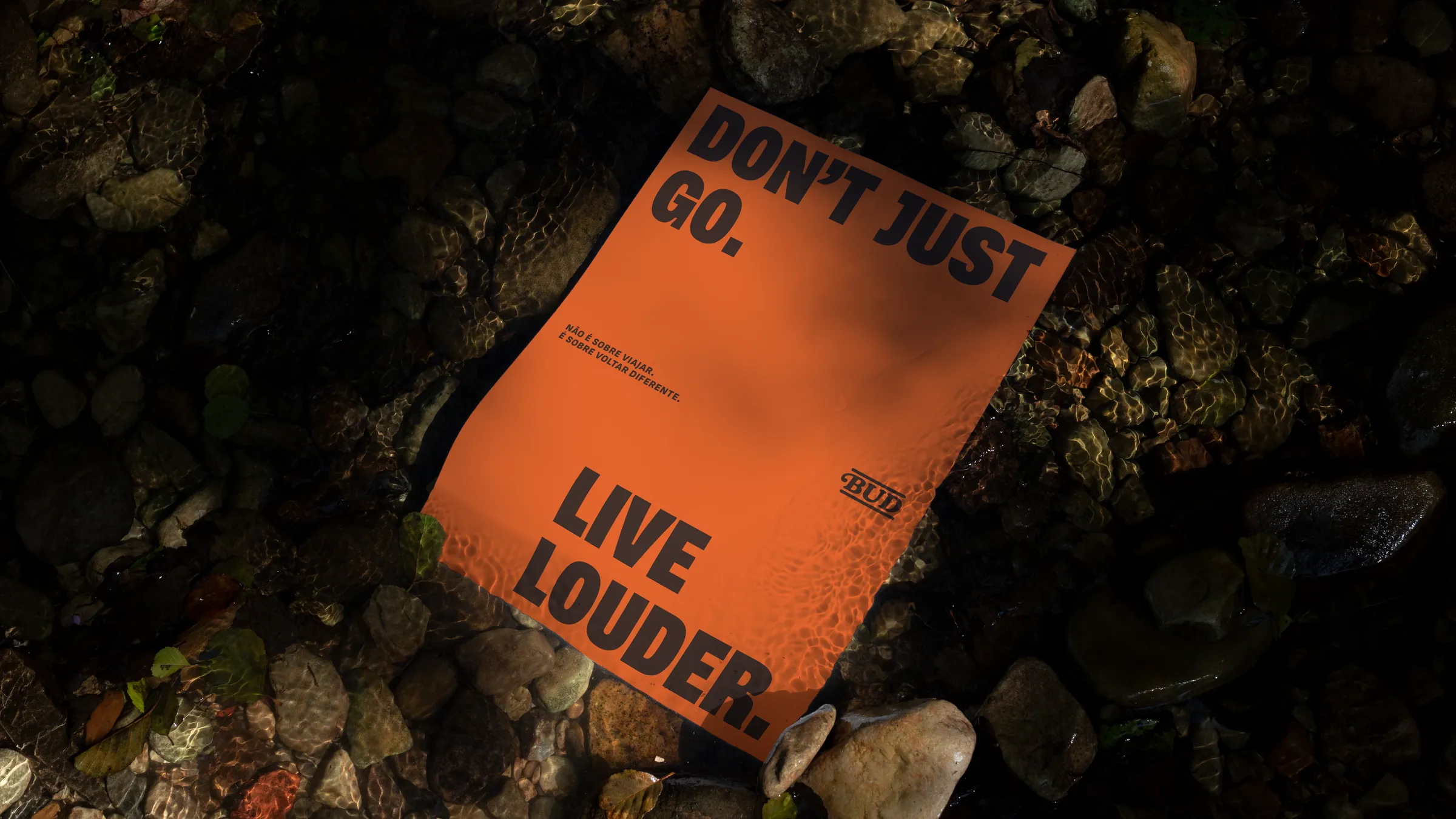 Pôster Don't just go. Live louder. sobre pedras