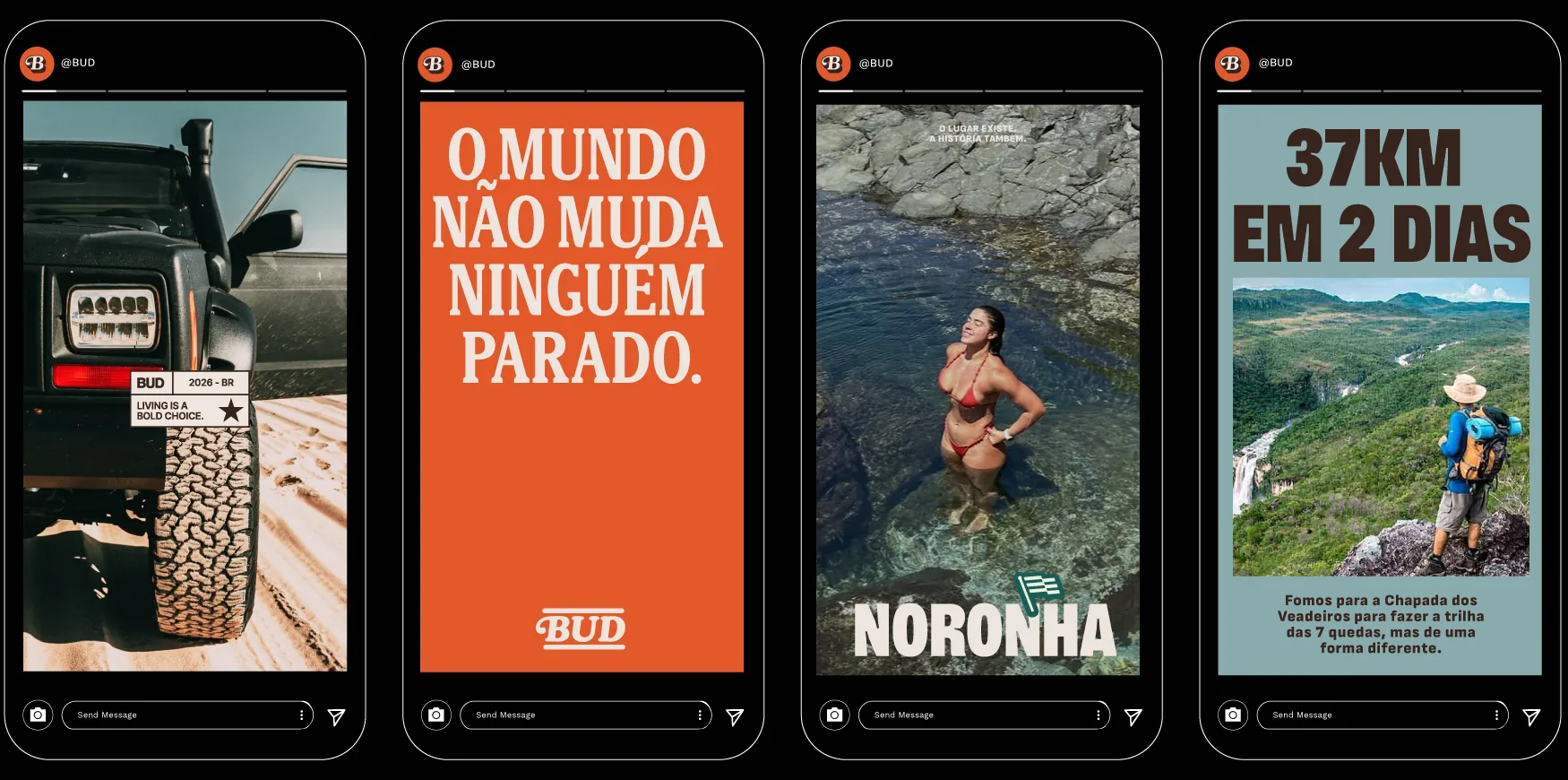 Stories da Bud: O mundo não muda ninguém parado, Noronha, 37 km em 2 dias