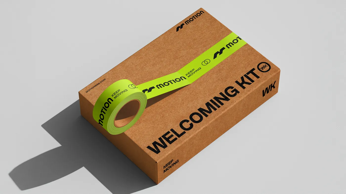 Caixa do Welcoming Kit da Motion